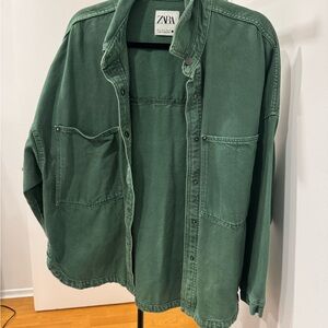 Zara Olive Green Casual Jacket